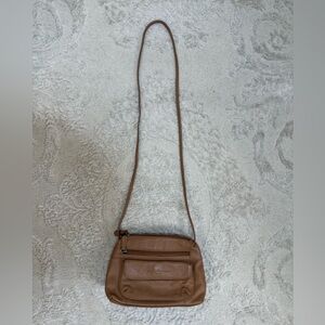 Stone Mountain Tan Leather Crossbody Bag Small Zip Shoulder Purse